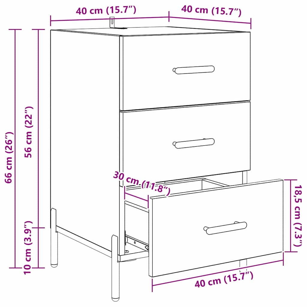 Nachttisch Altholz 40 x 40 x 66 cm Holzwerkstoff