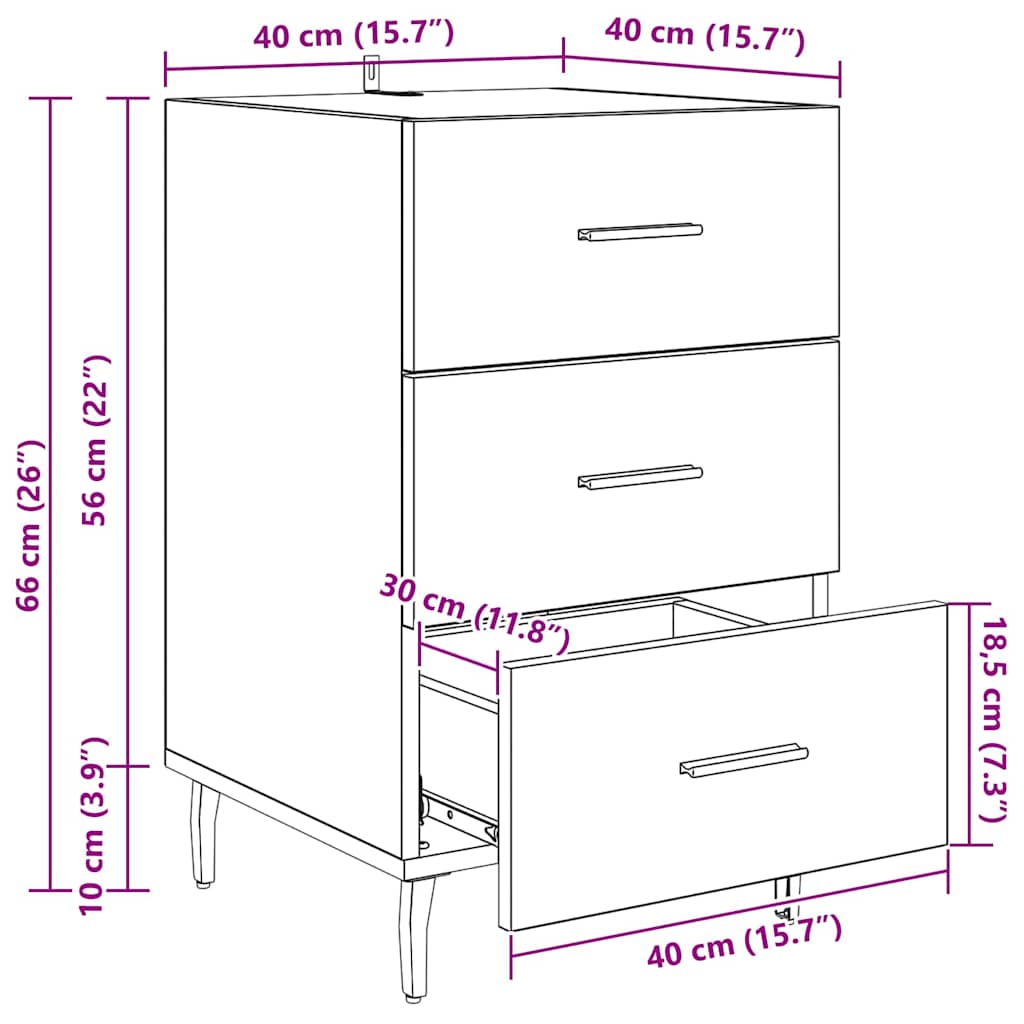 Nachttisch Altholz 40 x 40 x 66 cm Holzwerkstoff