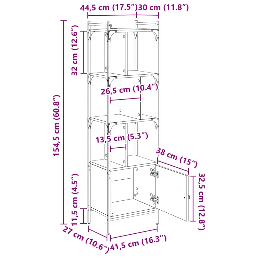 Bücherregal 6 Ebenen 44,5 x 30 x 154,5 cm Holzwerkstoff