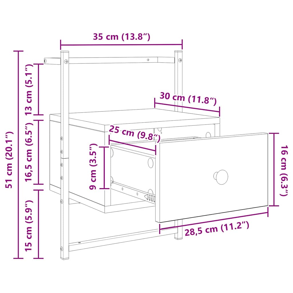 Nachttisch 2 Stk. Artisan-Eiche 35 x 30 x 51 cm Holzwerkstoff