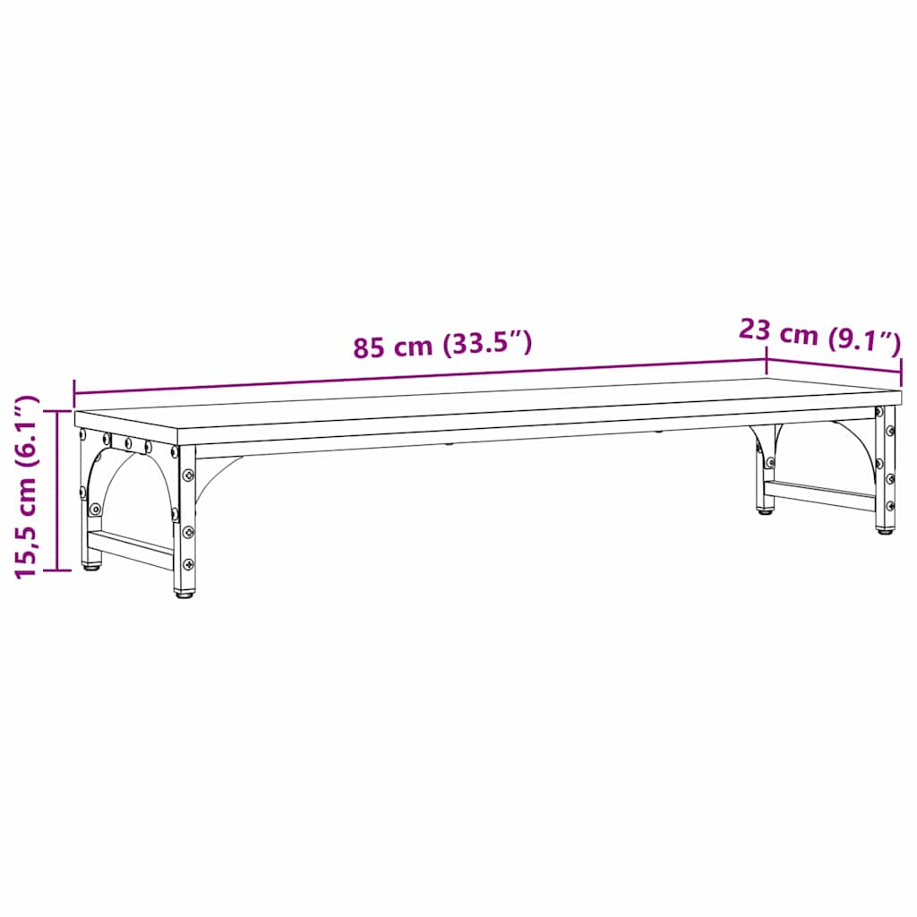 Monitor Halterung Schwarz Eichen-Optik 85 x 23 x 15,5 cm