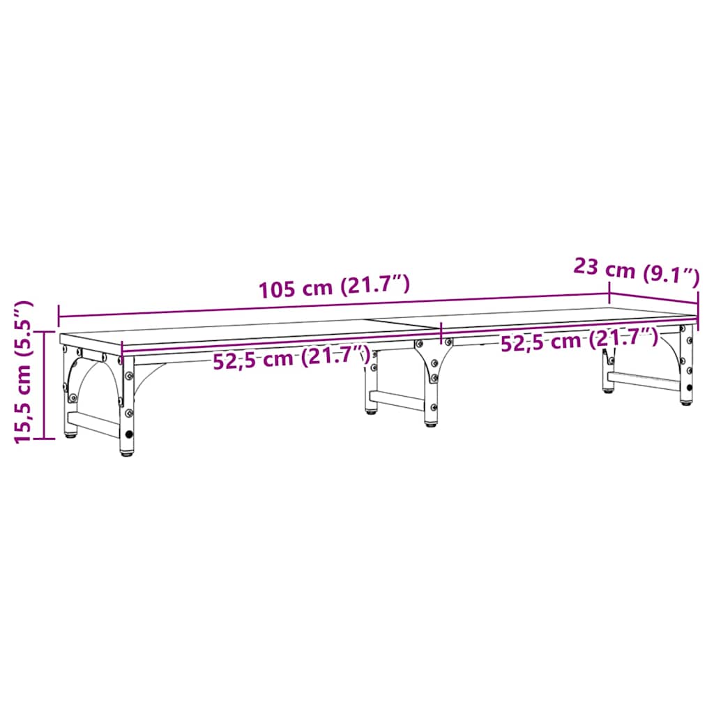 Monitor Halterung Schwarz Eichen-Optik 105 x 23 x 15,5 cm
