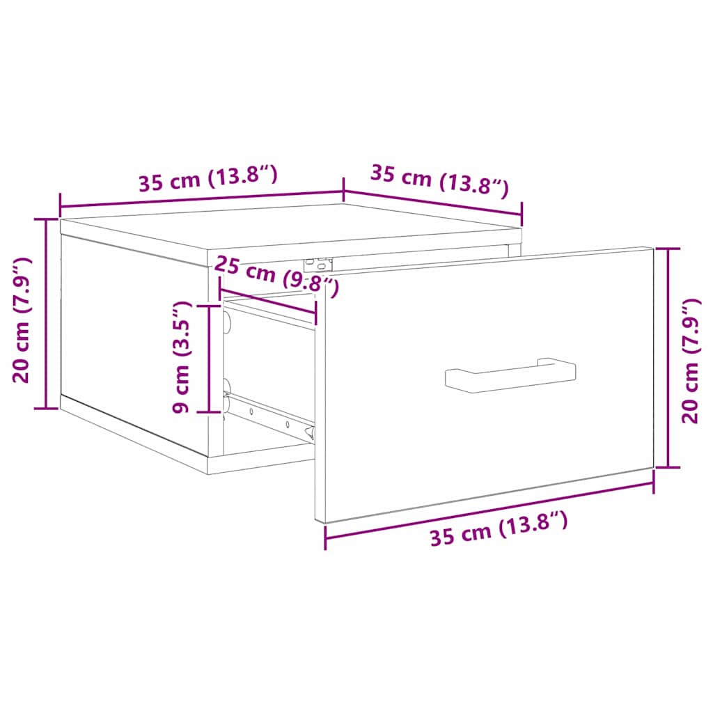 Nachttisch 2 Stk. Schwarz Eichen-Optik 35 x 35 x 20 cm