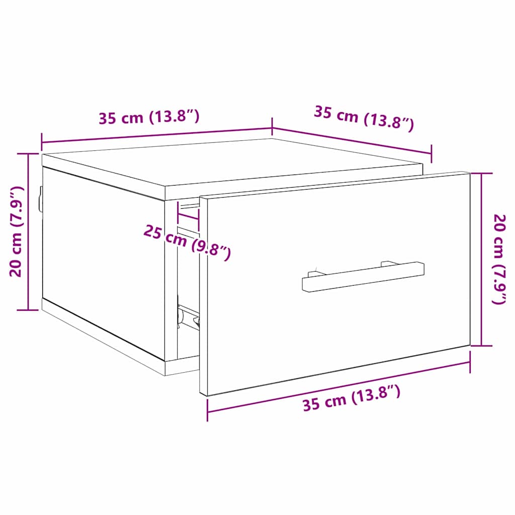 Nachttisch 35 x 35 x 20 cm Holzwerkstoff Altholz