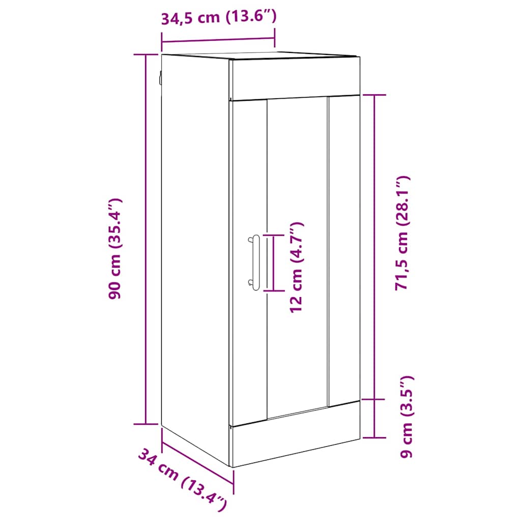 Wandschrank Altholz 34,5 x 34 x 90 cm Holzwerkstoff