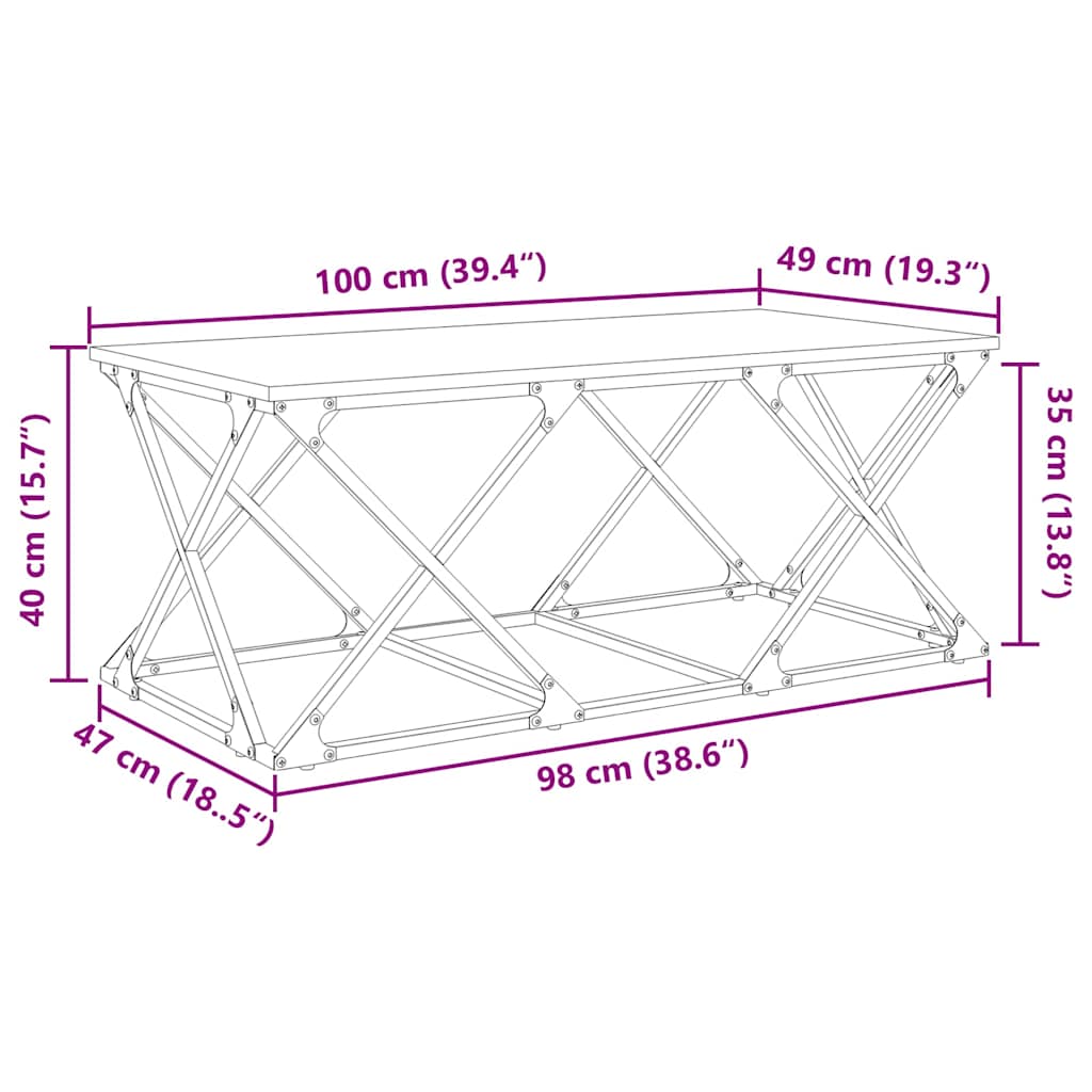 Couchtisch Schwarz Eichen-Optik 100 x 49 x 40 cm Holzwerkstoff