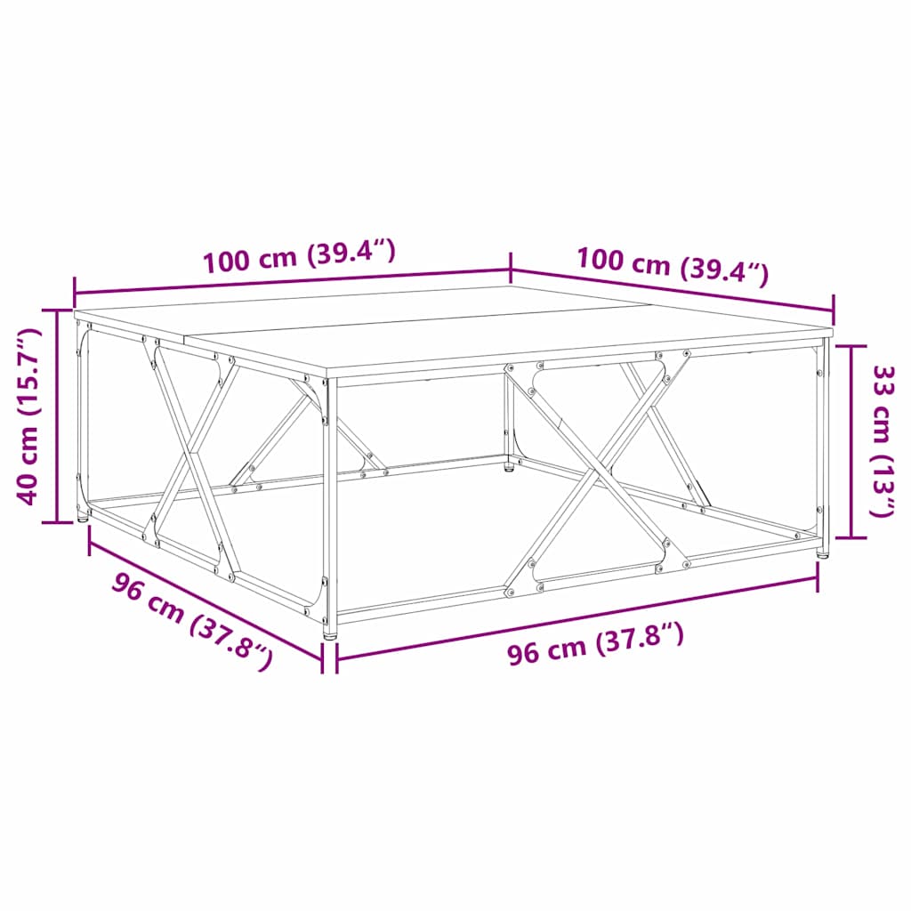 Couchtisch Artisan-Eiche 100 x 100 x 40 cm Holzwerkstoff