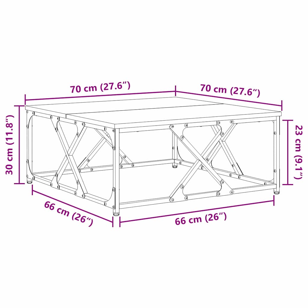 Couchtisch Artisan-Eiche 70 x 70 x 30 cm Holzwerkstoff