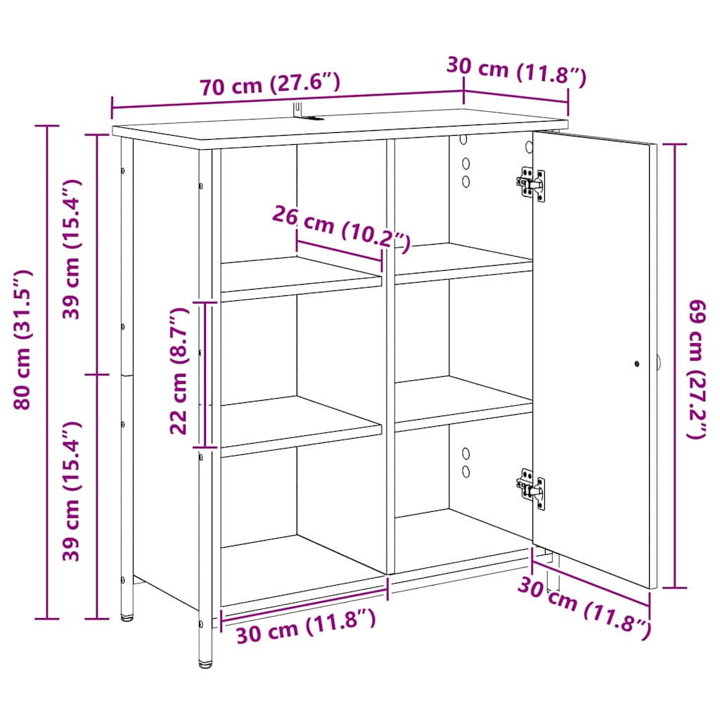 Sideboard Altholz 70 x 30 x 80 cm Holzwerkstoff