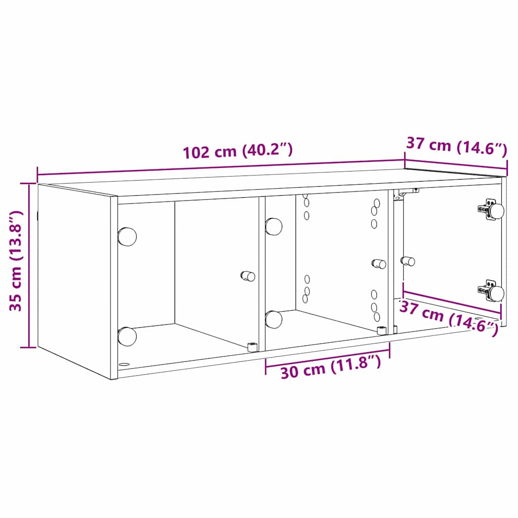 Wandschrank 102 x 37 x 35 cm Holzwerkstoff Artisan-Eiche