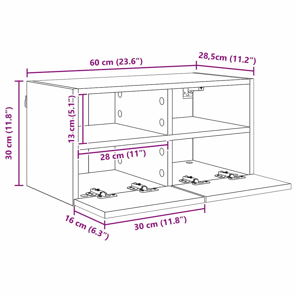 TV-Wandschrank 60 x 30 x 30 cm Altholz Holzwerkstoff