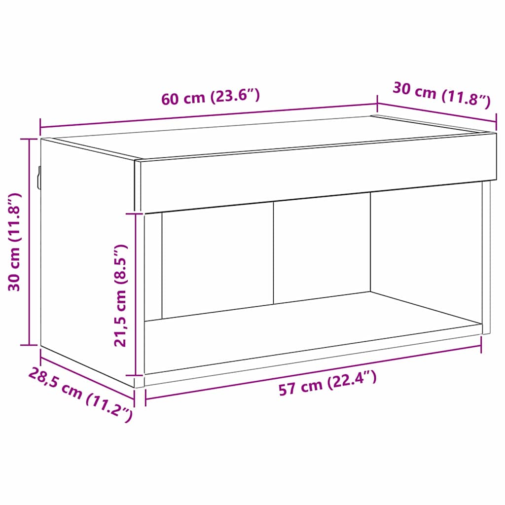 TV-Schrankset 60 x 30 x 30 cm Schwarz Eichen-Optik