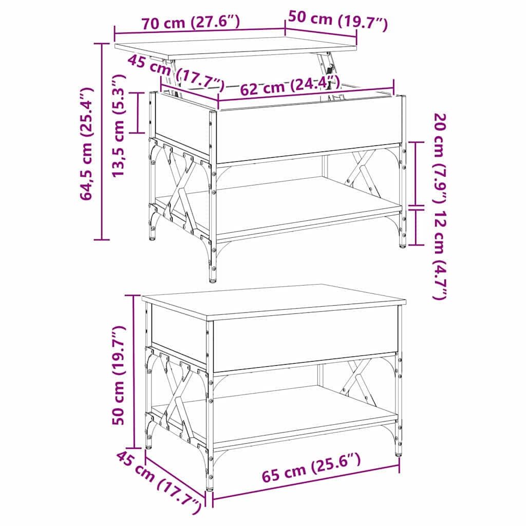Couchtisch Altholz 70x50x50cm Holzwerkstoff