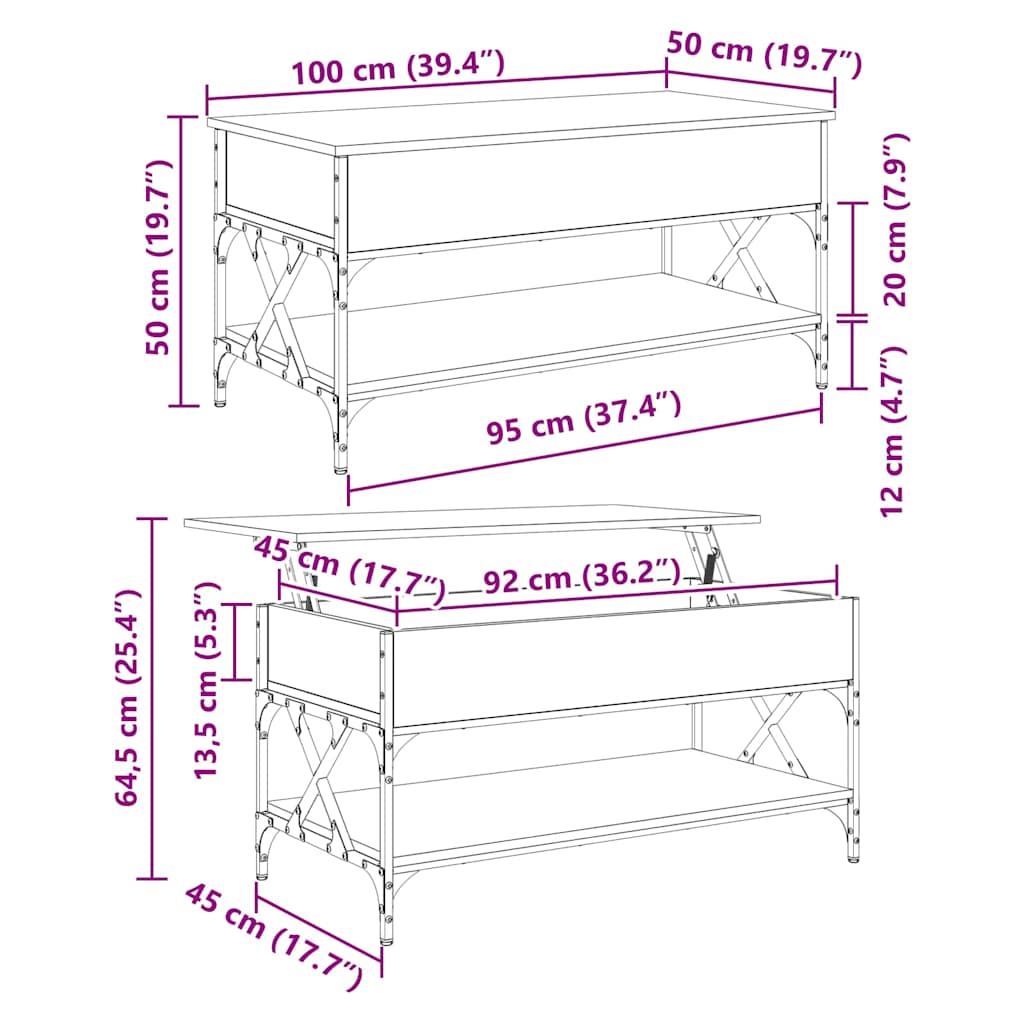 Couchtisch Altholz 100 x 50 x 50 cm Holzwerkstoff