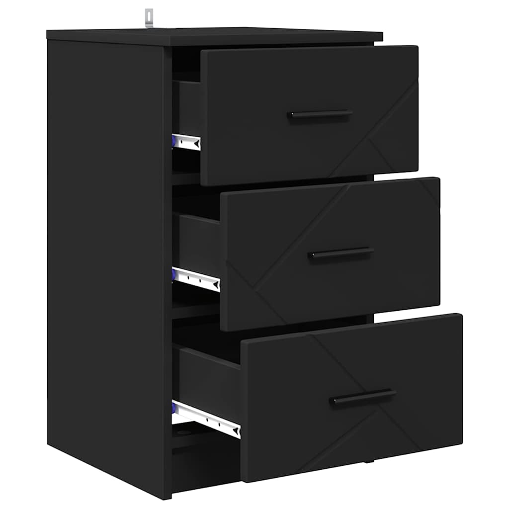 Nachttisch mit Schubladen Schwarz 38 x 38 x 66 cm Holzwerkstoff