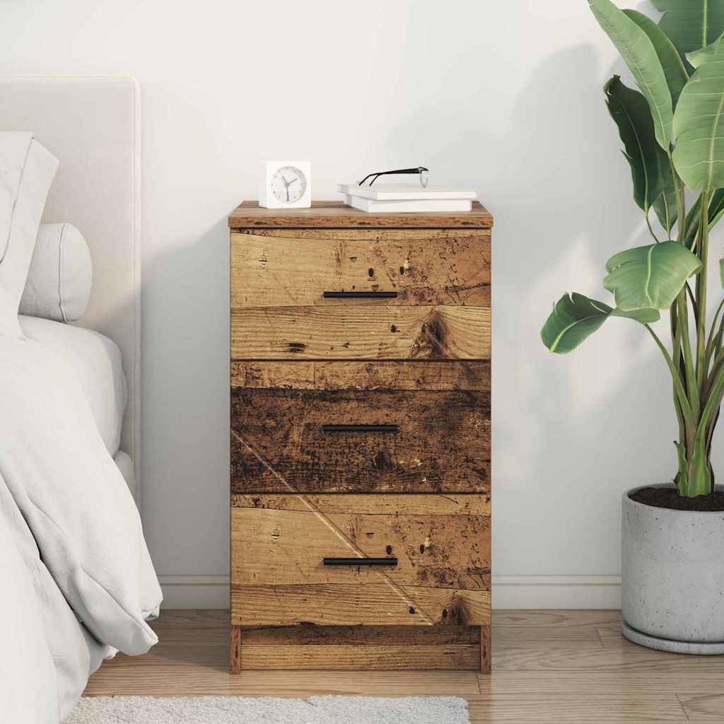 Nachttisch mit Schubladen Altholz 38 x 38 x 66 cm Holzwerkstoff
