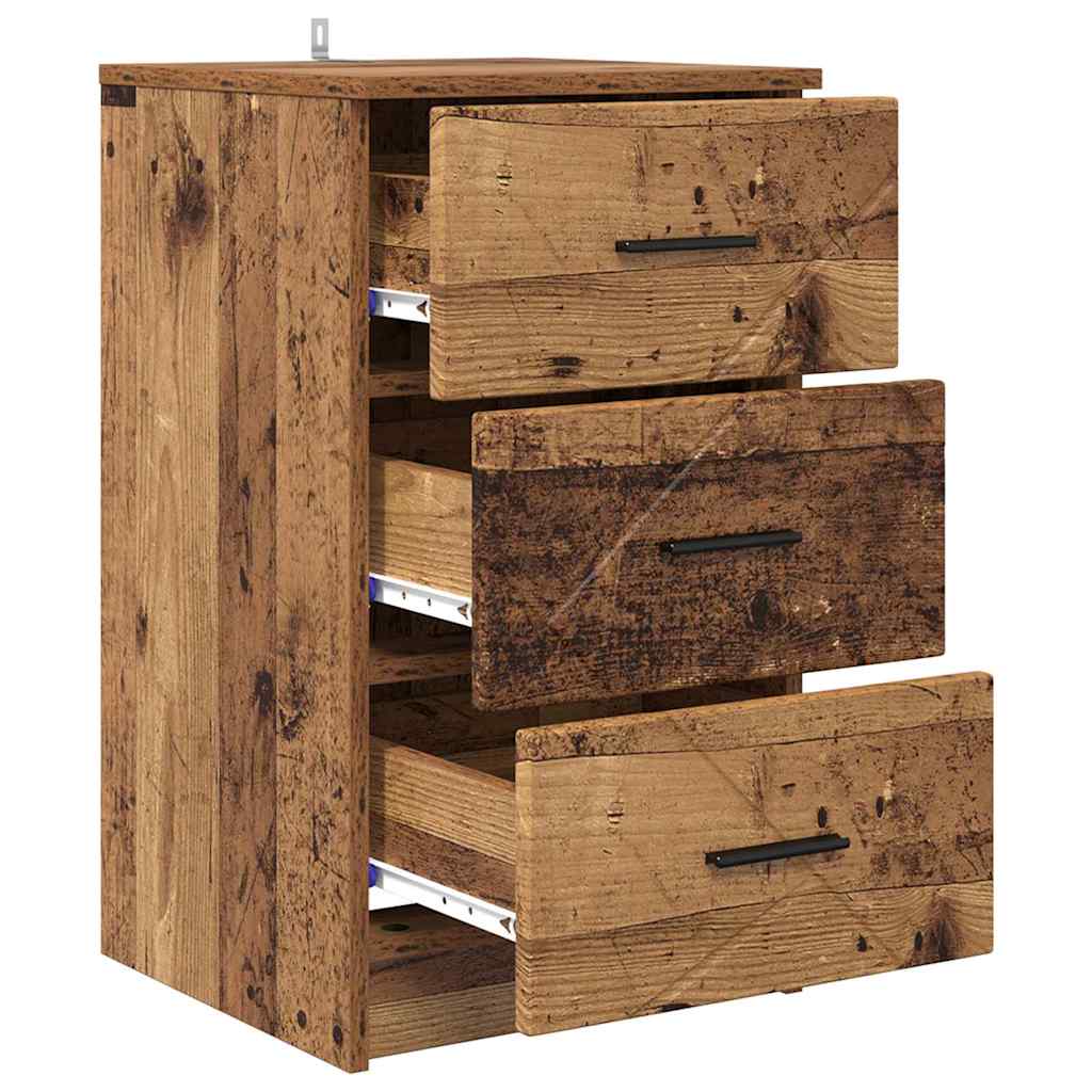 Nachttisch mit Schubladen Altholz 38 x 38 x 66 cm Holzwerkstoff