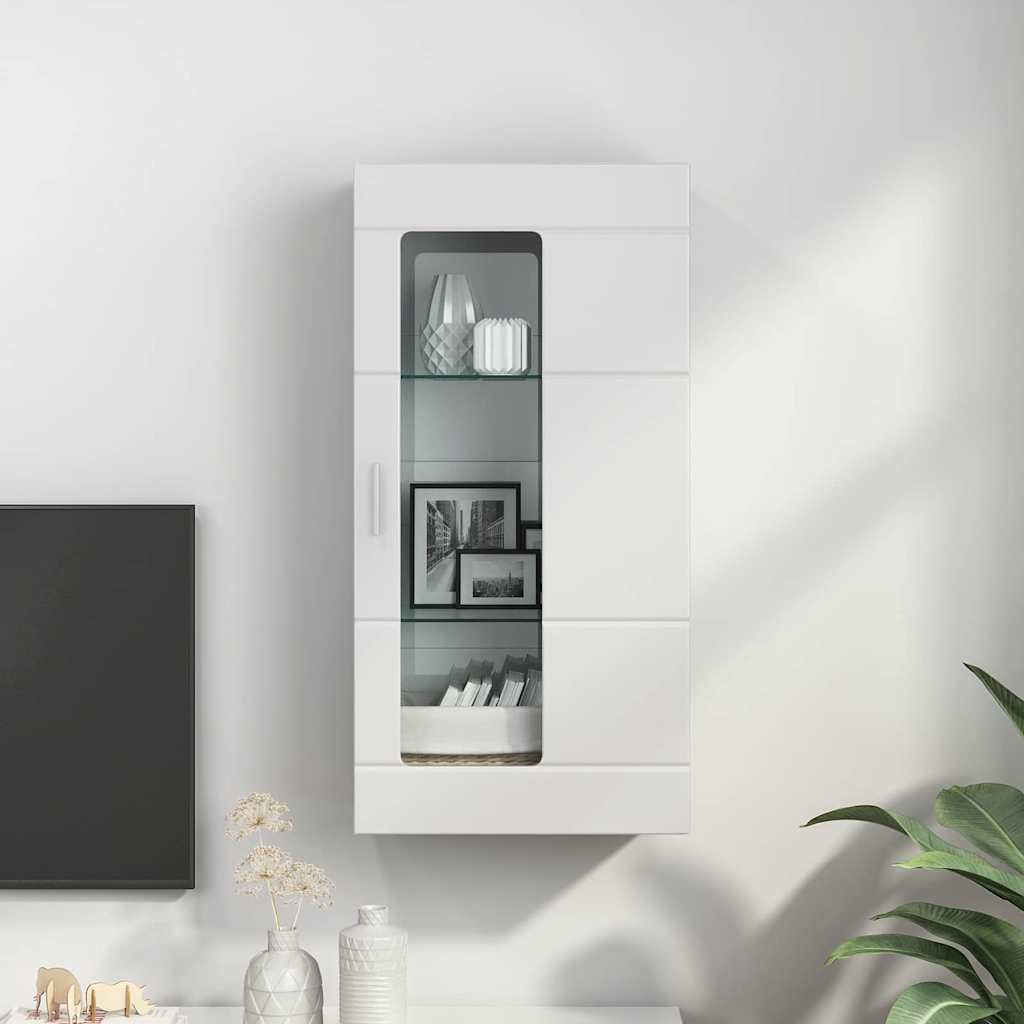 Wandmontierter Schrank mit Tür Hochglanz-Weiß 55 x 29 x 100 cm