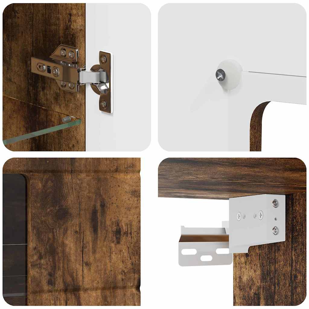 Wandmontierter Schrank mit Regal Räuchereiche 55 x 29 x 100 cm