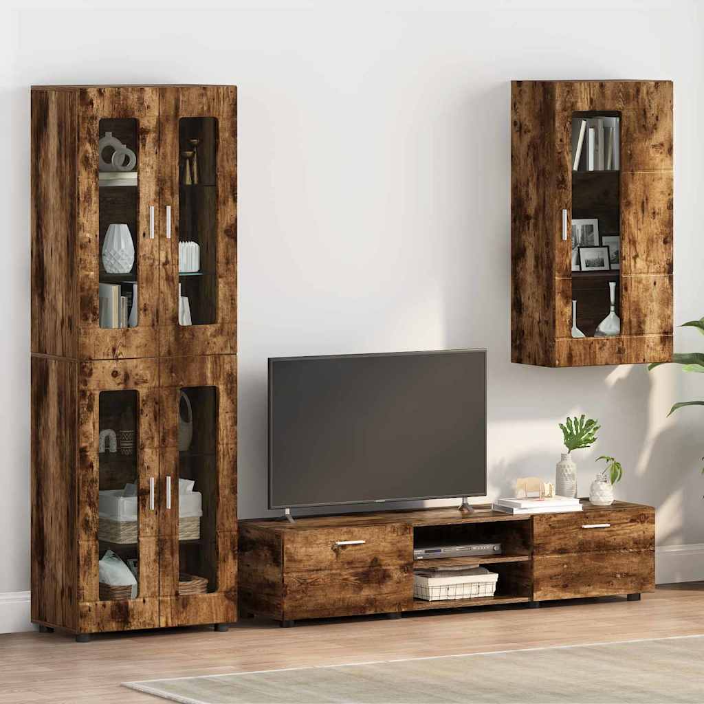 Wandmontierter Schrank mit Regal Räuchereiche 55 x 29 x 100 cm