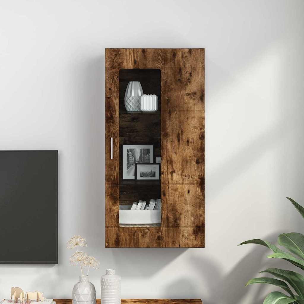 Wandmontierter Schrank mit Regal Räuchereiche 55 x 29 x 100 cm