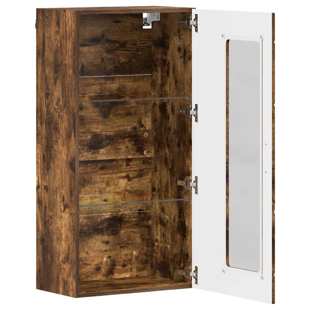 Wandmontierter Schrank mit Regal Räuchereiche 55 x 29 x 100 cm