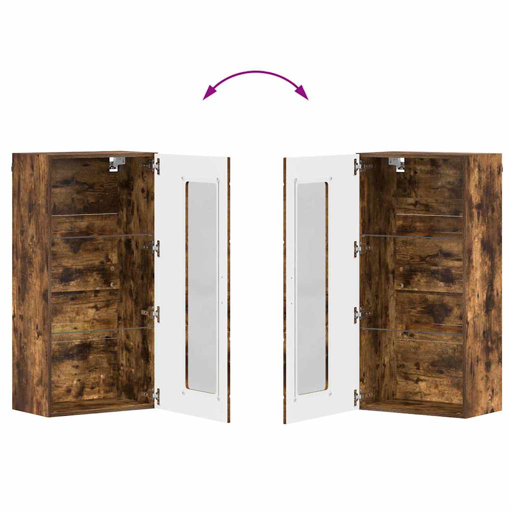 Wandmontierter Schrank mit Regal Räuchereiche 55 x 29 x 100 cm