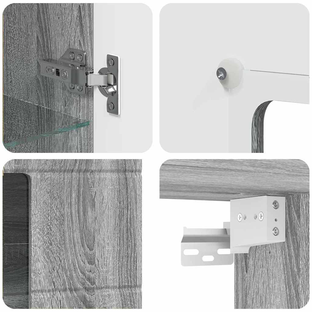 Wandmontierter Schrank mit Regal Grau Sonoma 55 x 29 x 100 cm