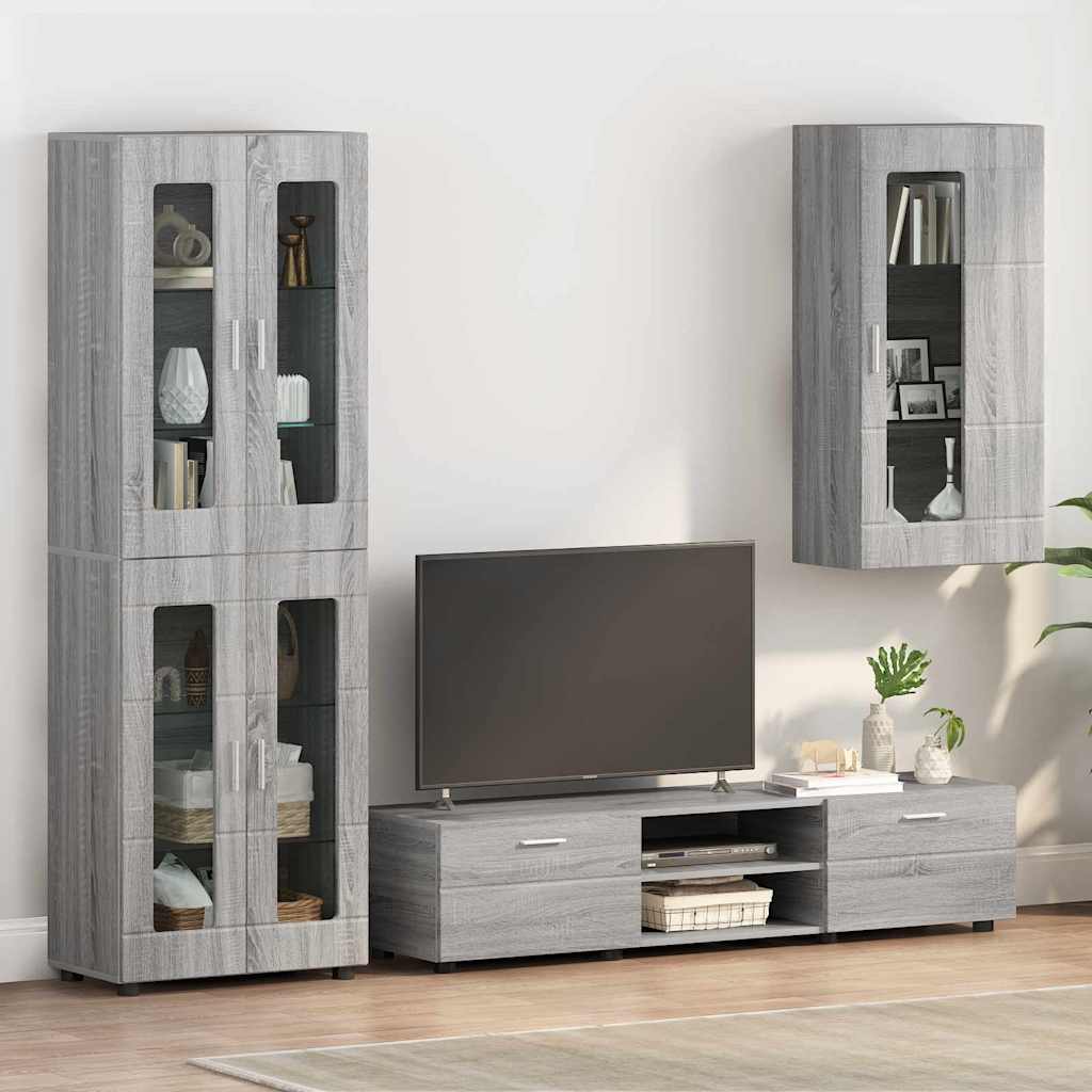 Wandmontierter Schrank mit Regal Grau Sonoma 55 x 29 x 100 cm