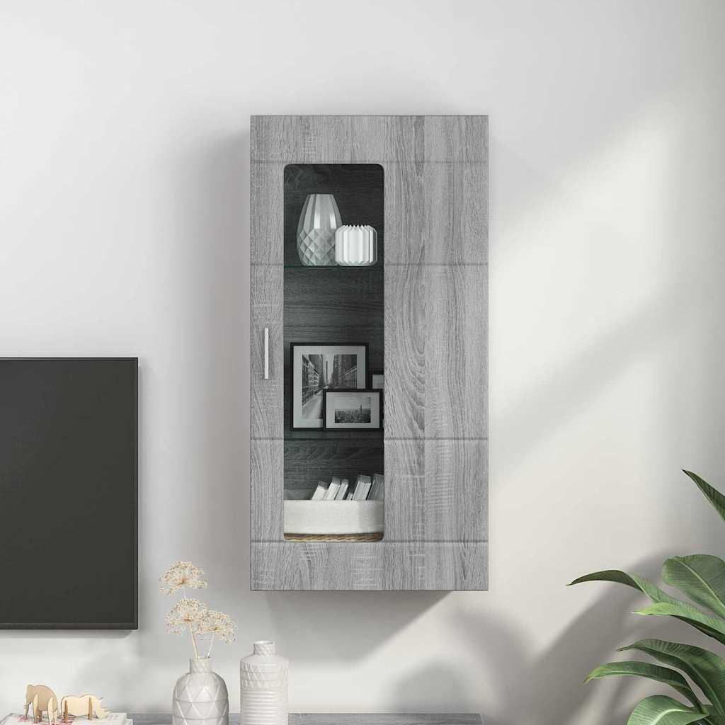 Wandmontierter Schrank mit Regal Grau Sonoma 55 x 29 x 100 cm