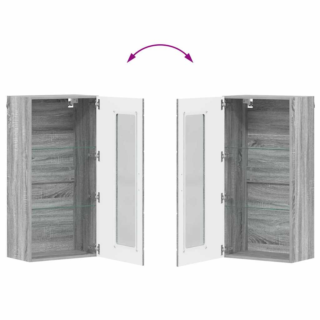 Wandmontierter Schrank mit Regal Grau Sonoma 55 x 29 x 100 cm