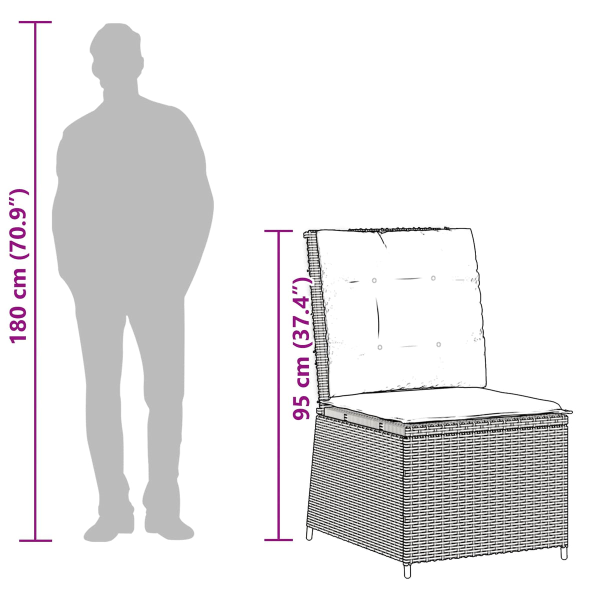Garten-Sofa Schwarz und Cremeweiß Poly-Rattan