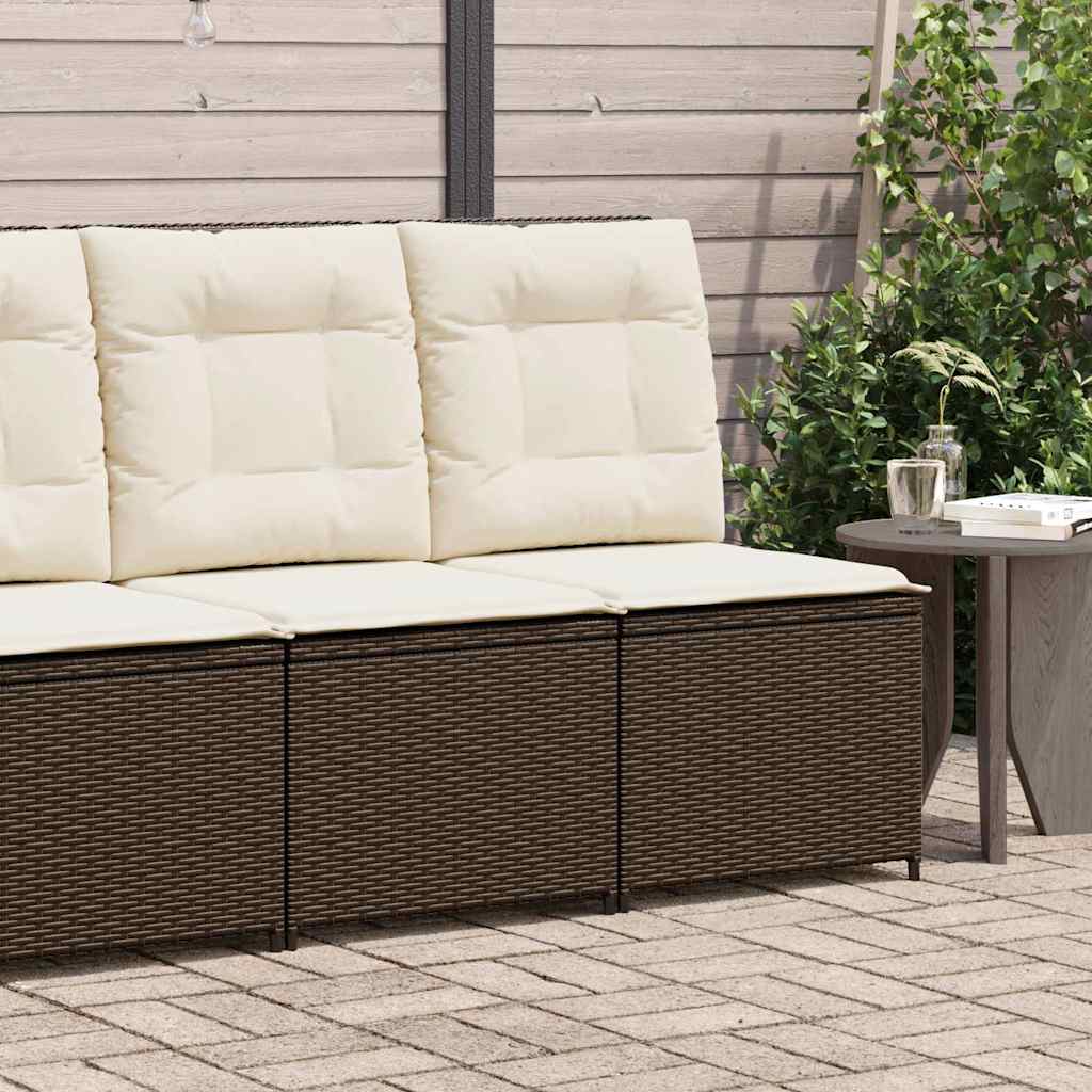 Gartensofa mit Kissen Braun Poly Rattan