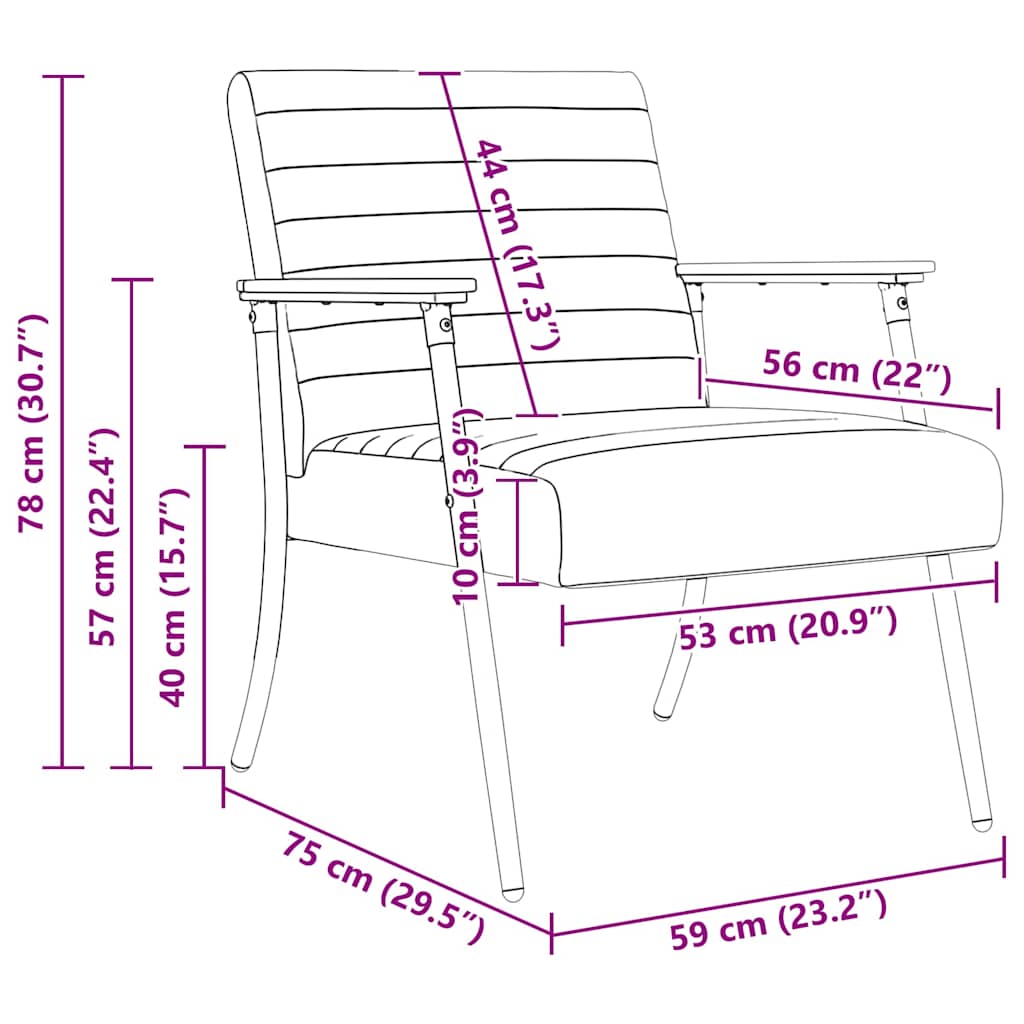 Sessel Dunkelgrau 59 x 75 x 78 cm Stoff