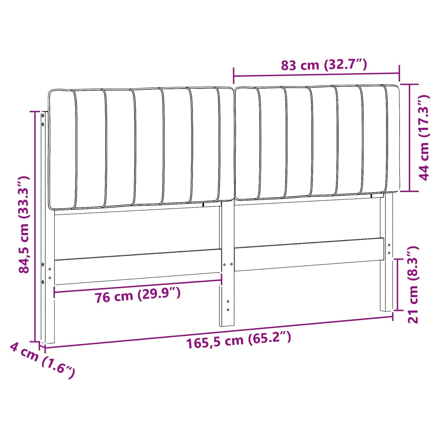 Gepolstertes Kopfteil mit Kopfteil Braun und Hellgrau 160 cm