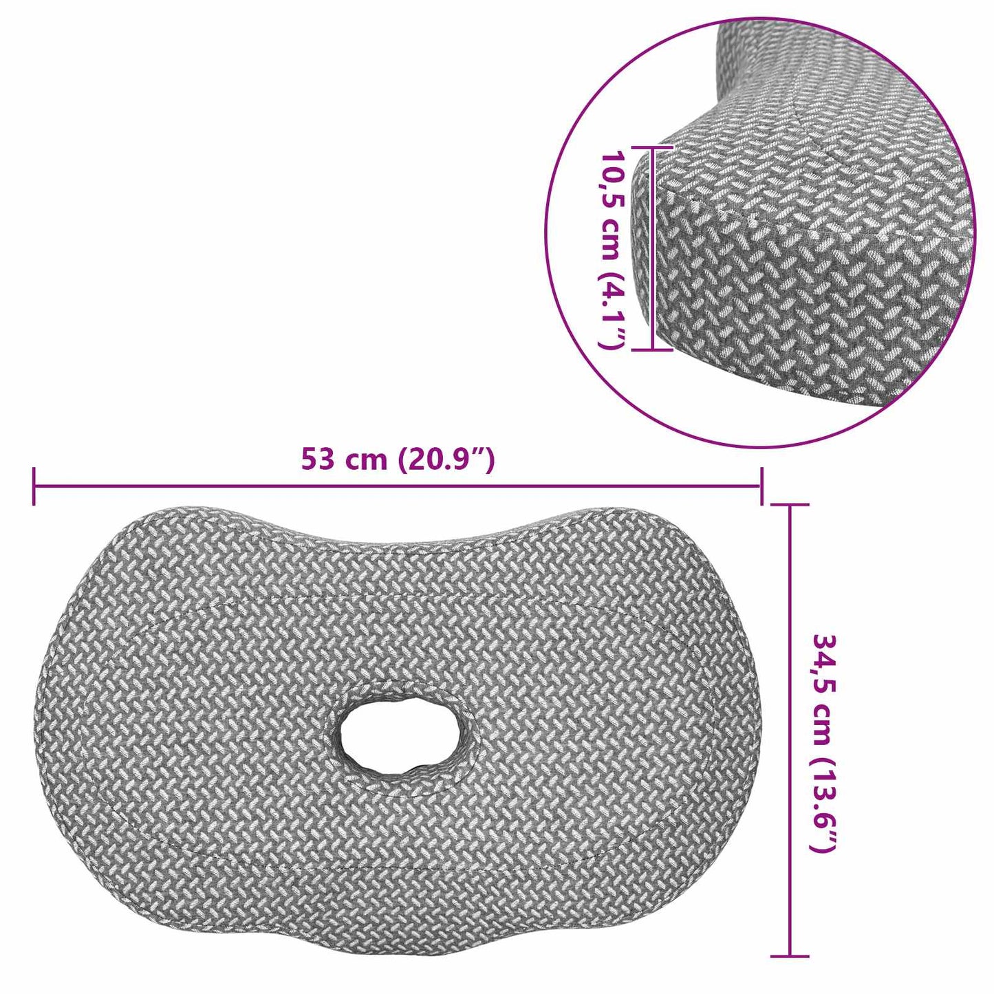 Nackenkissen Grau Viscoschaum 53 x 34,5 x 10,5 cm