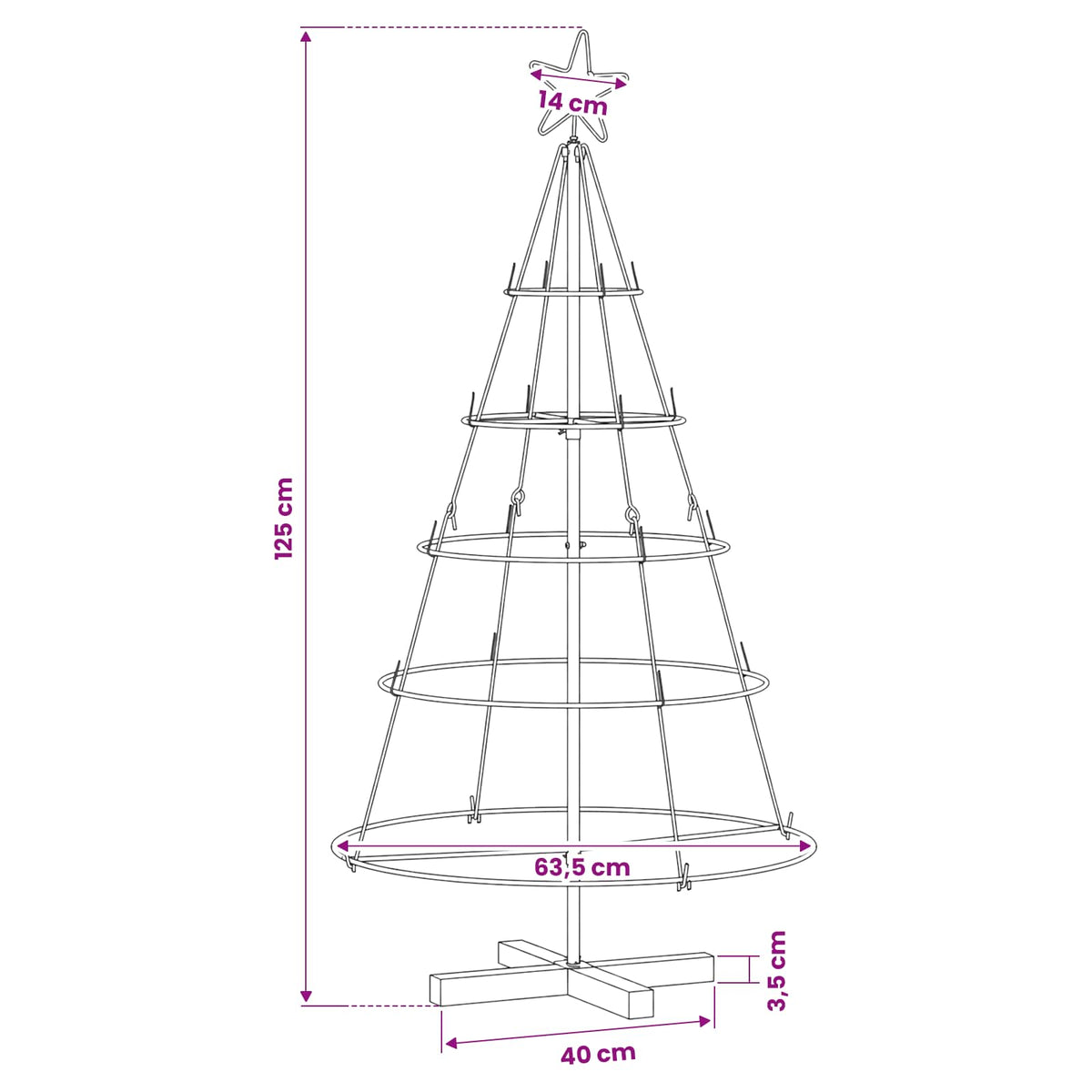 Metall-Weihnachtsbaum mit Ständer KUOPIO 125 cm Stahl Schwarz