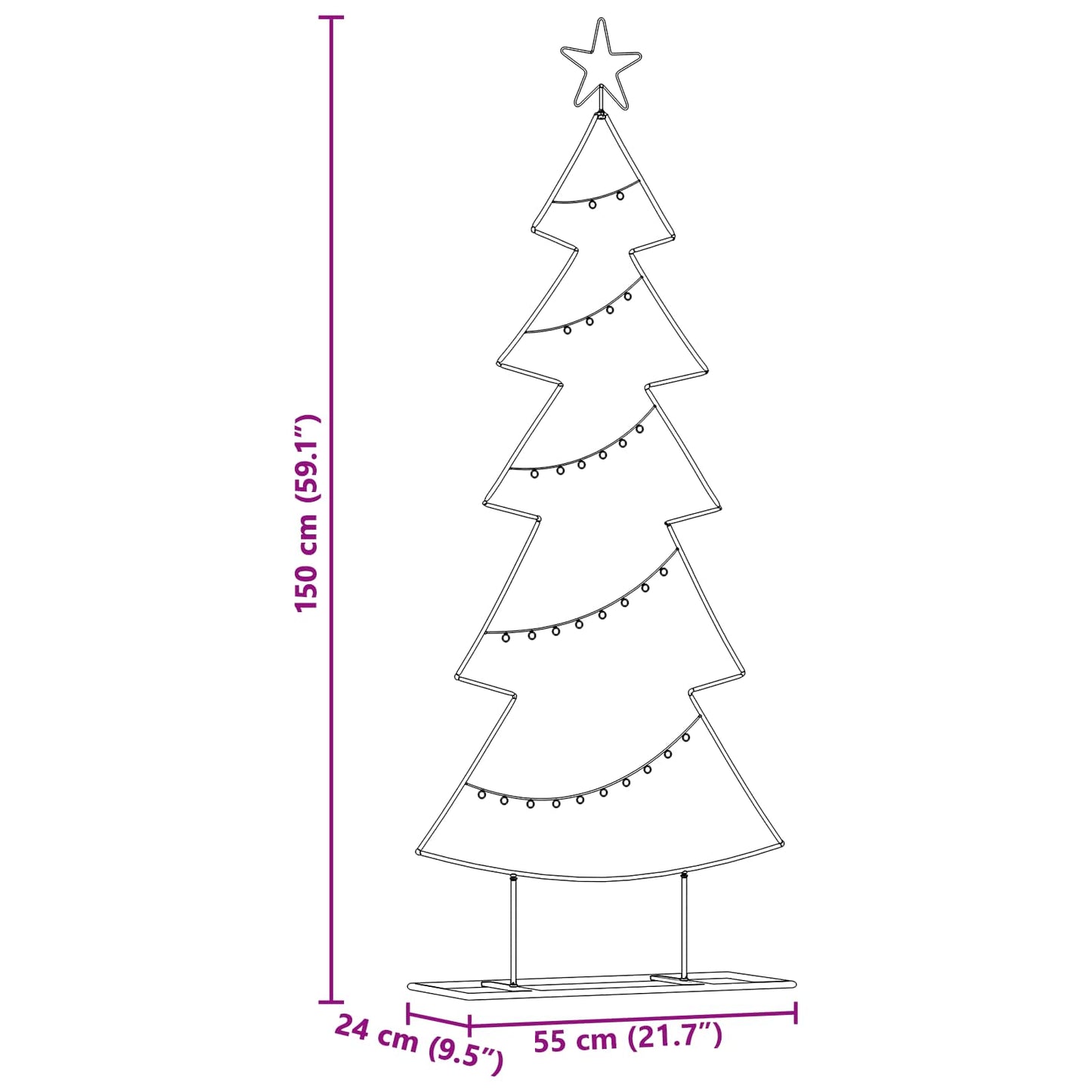 Metall Weihnachtsbaum Schwarz 150 cm Stahl