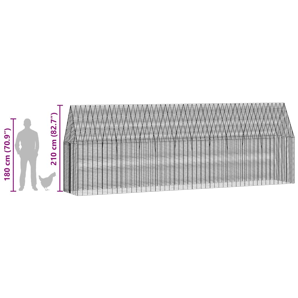 Hühnerkäfig 2 stk. Silber 600 x 100 x 210 cm Verzinkter Stahl