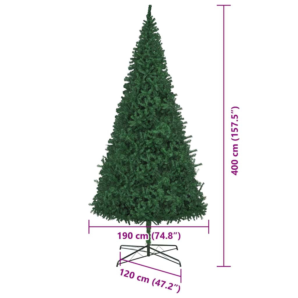 Weihnachtsbaum mit dekorativen Lichterketten Grün 400 cm PVC