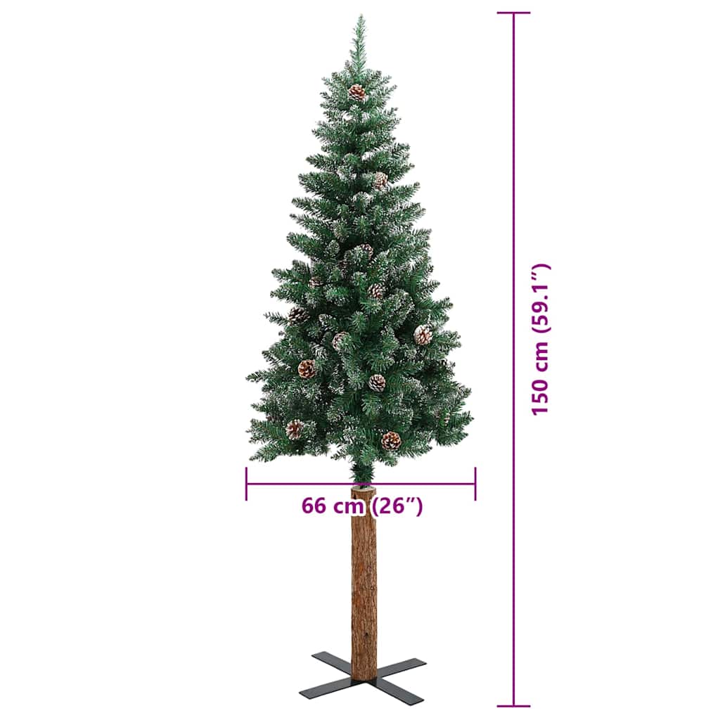 Schlanker Weihnachtsbaum mit 150 LEDs mit Ständer Grün 150 cm