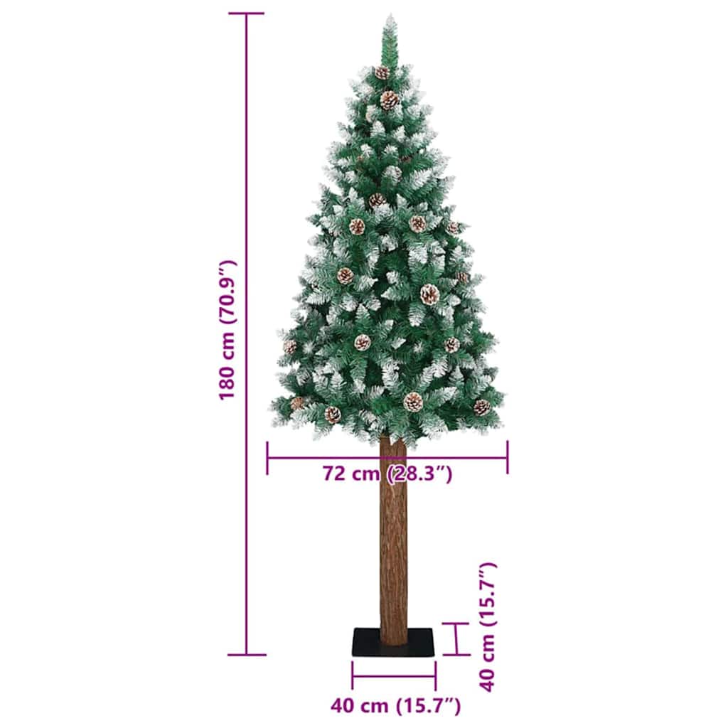 Schlanker Weihnachtsbaum mit 300 LEDs mit Ständer Grün 180 cm