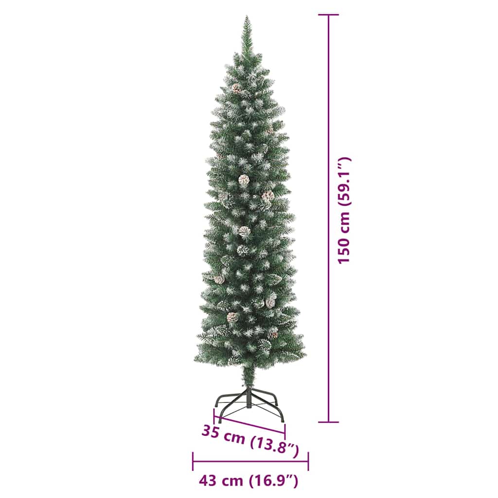 Künstlicher schlanker Weihnachtsbaum Grün und Weiß 150 cm