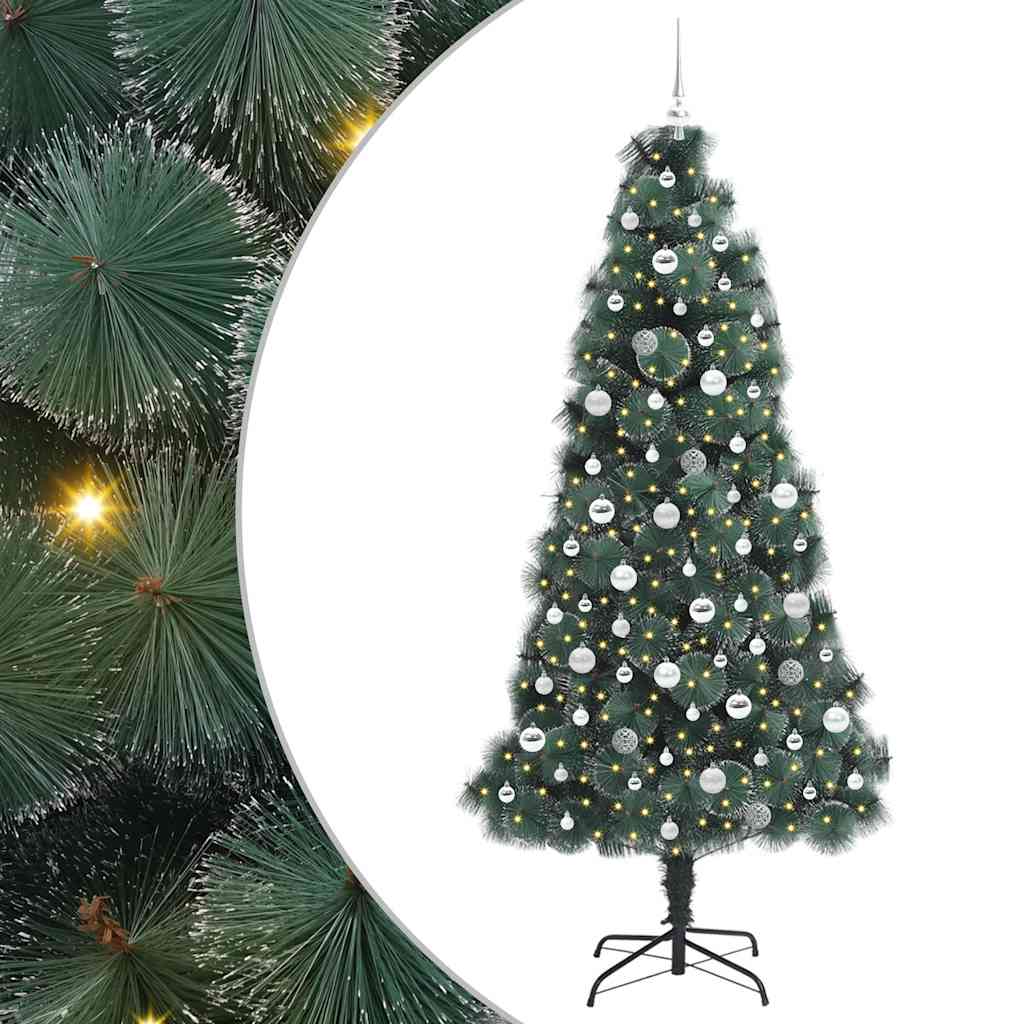 Künstlicher vorbeleuchteter Christbaum mit Baumanhänger-Set