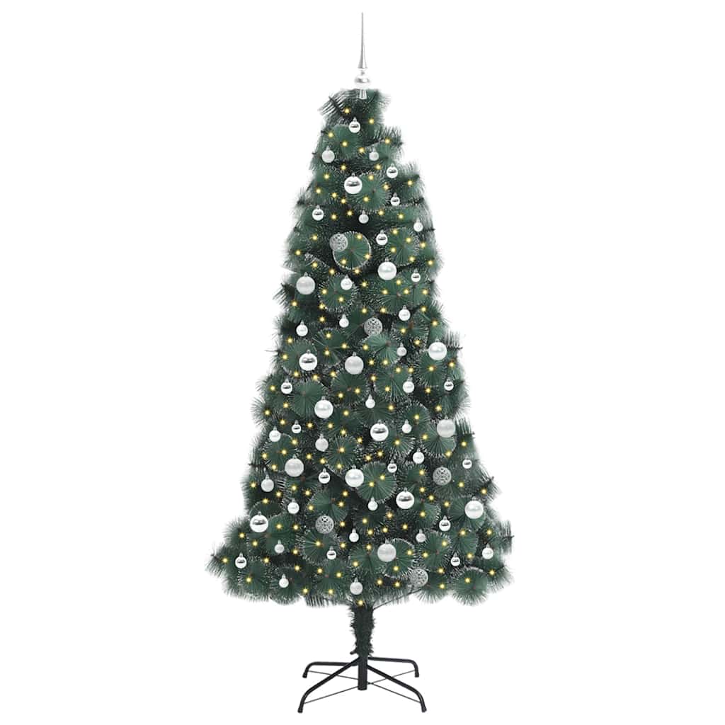 Künstlicher vorbeleuchteter Christbaum mit Baumanhänger-Set