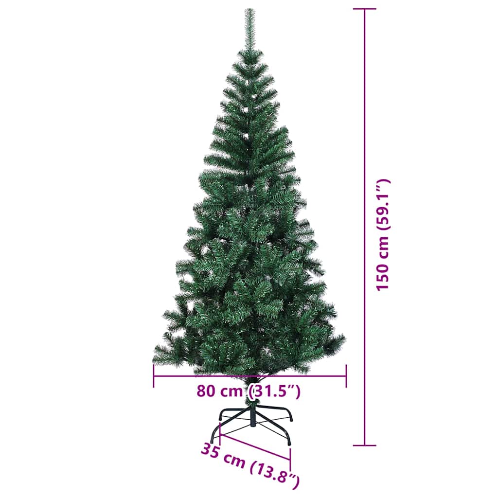 Künstlicher vorbeleuchteter Weihnachtsbaum Grün 150 cm