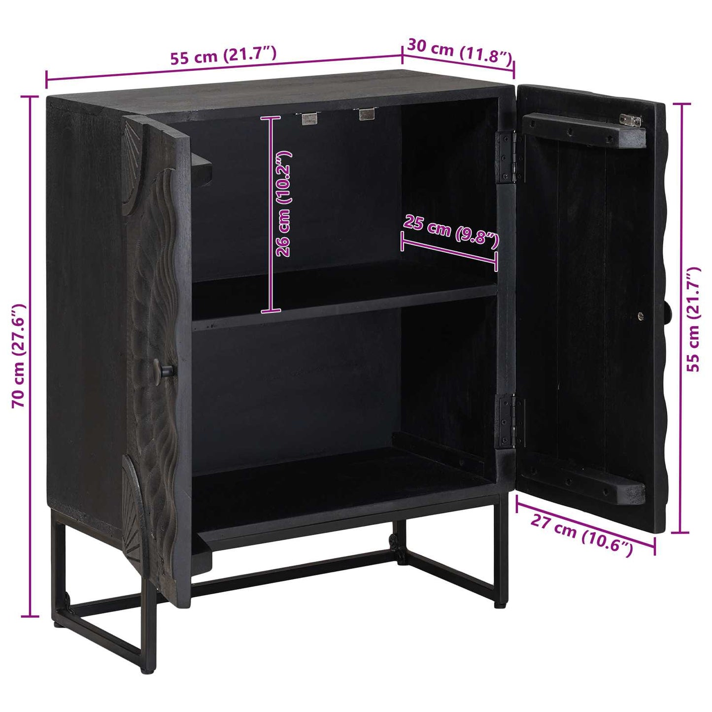 Sideboard Schwarz 55 x 30 x 70 cm