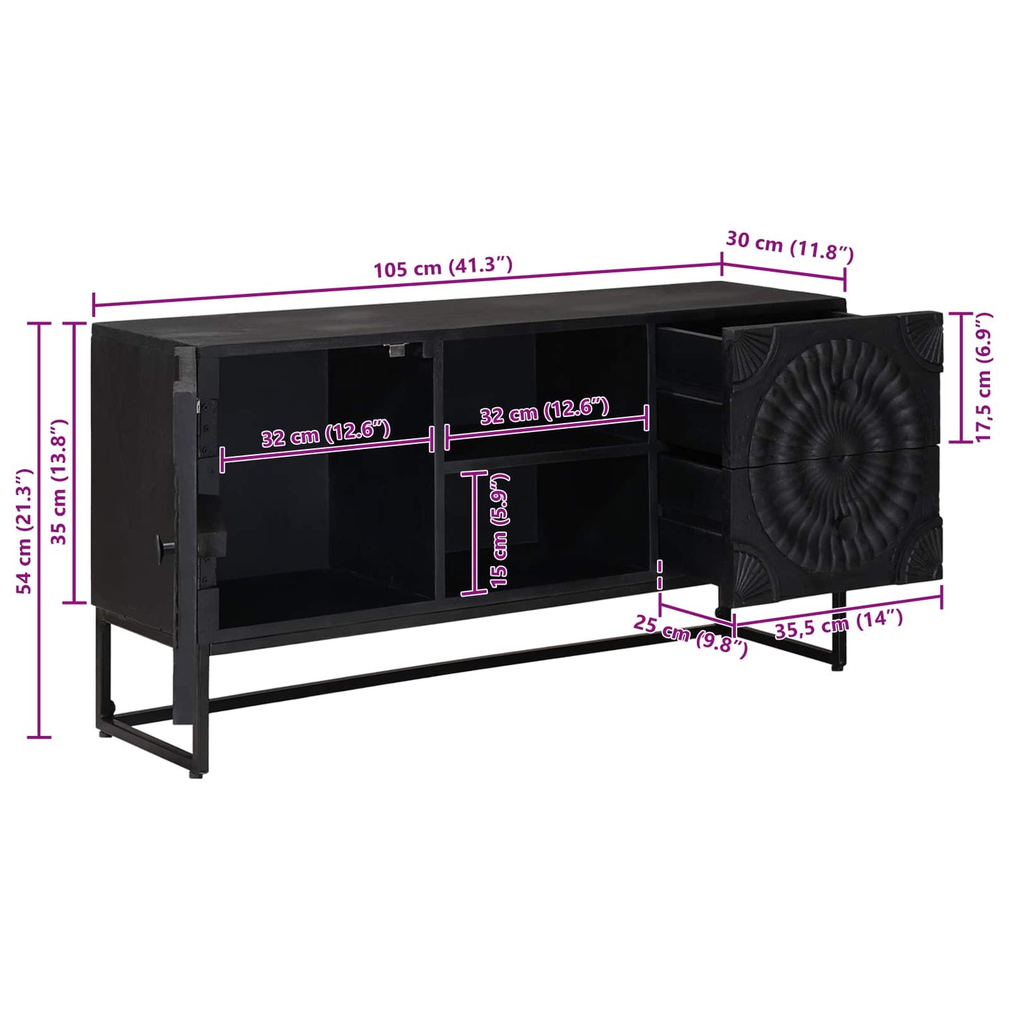 TV-Schränk Schwarz 105 x 30 x 54 cm