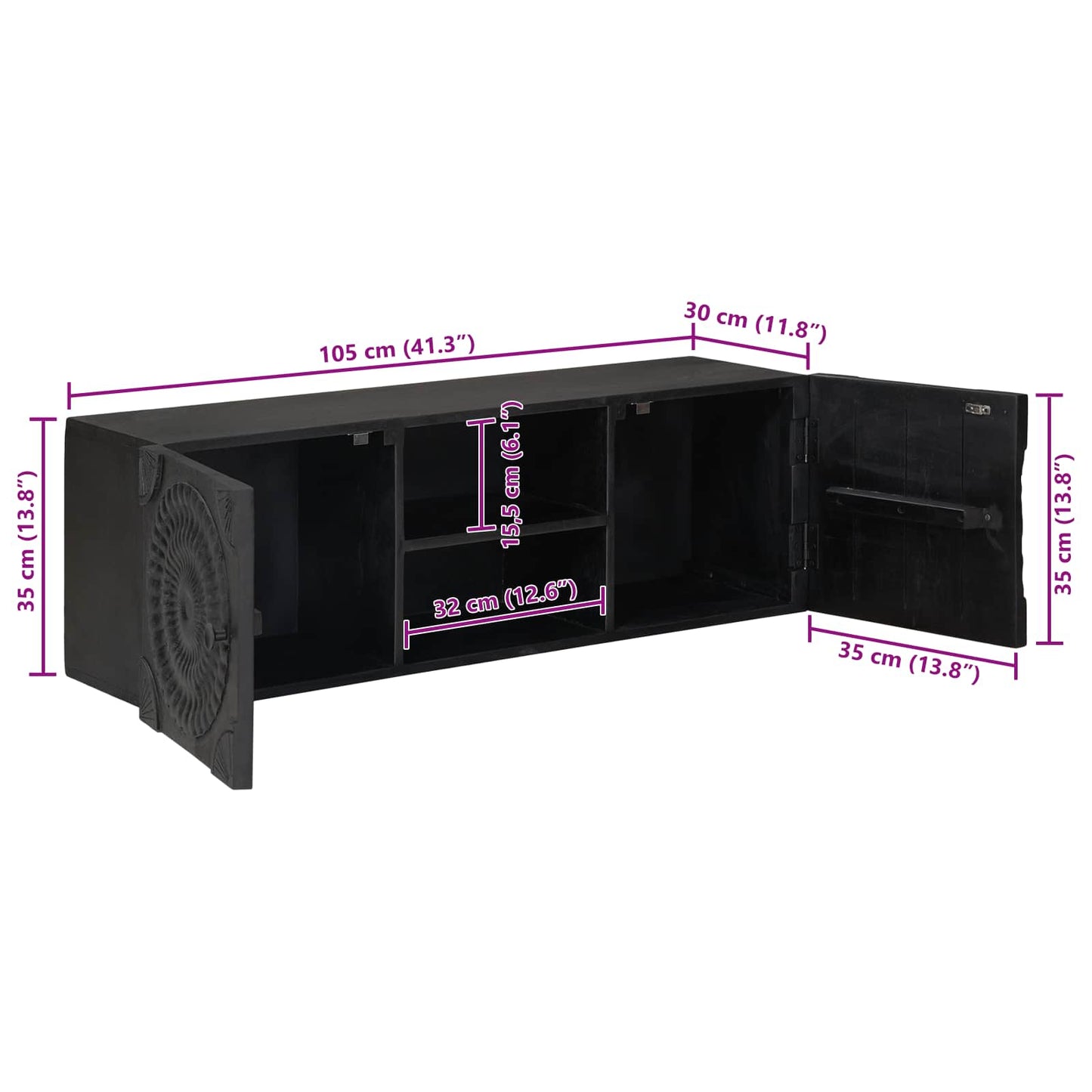 TV-Schränk Schwarz 105 x 30 x 35 cm