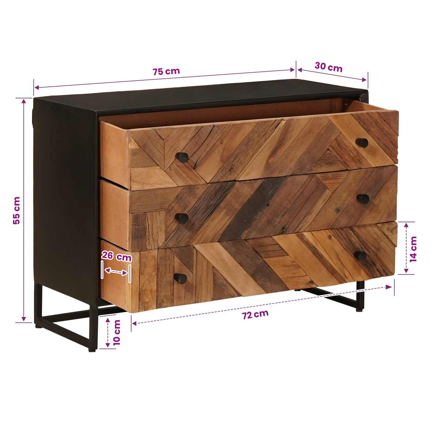 Schubladenschrank mit Schubladen 75 x 30 x 54 cm